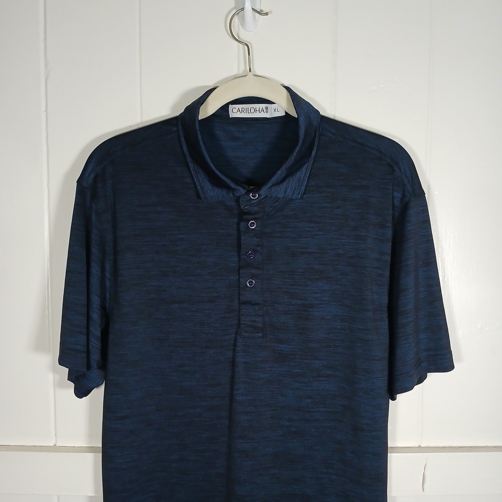 Cariloha Bamboo Polo Shirt Mens XL Navy Blue Space Dye Short Sleeve Pineapple - Picture 4 of 8